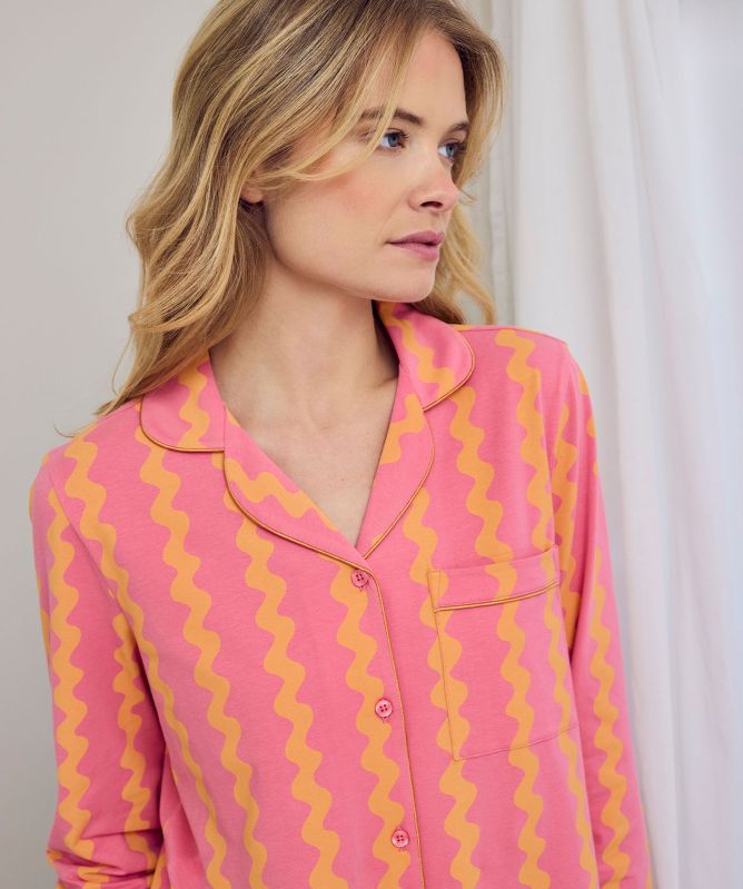 Chelsea Peers Sunset Wavy Stripe Long Pajama Set