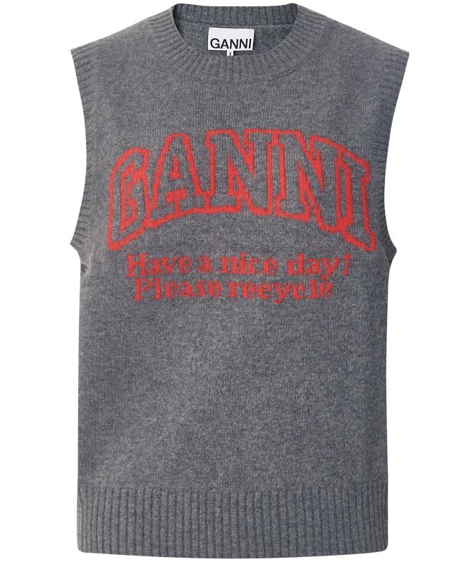 GANNI Wool Mix Graphic Vest