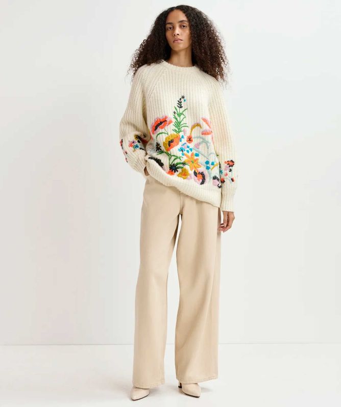 Essentiel Antwerp Embroidered Floral Glossy Jumper