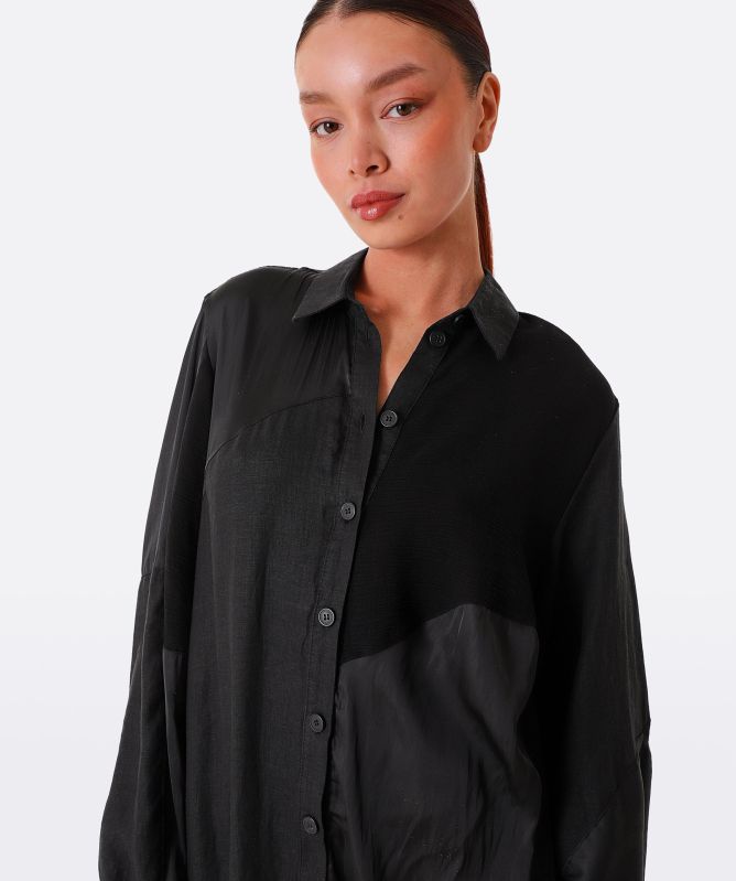 NU London Contrast Fabric Shirt Dress