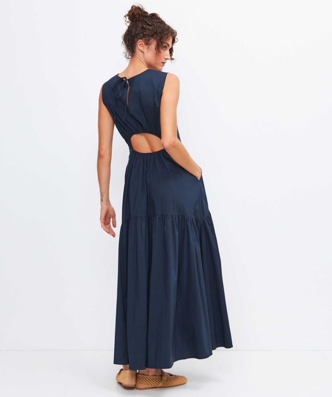 MEIMEIJ Navy Open Back Detail Maxi Dress
