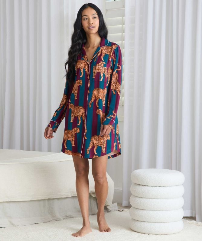 Chelsea Peers Tiger Stripe Print Nightshirt