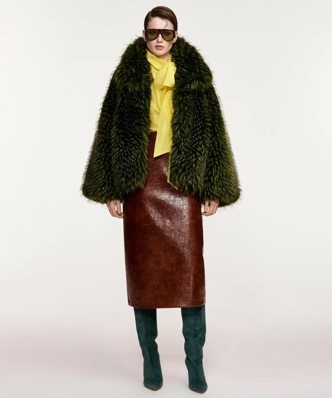 Essentiel Antwerp Kastanje Oversized Faux Fur Jacket