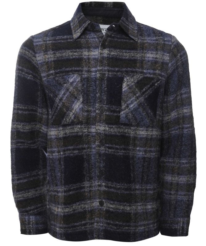 Wax London Wool Check Whiting Overshirt