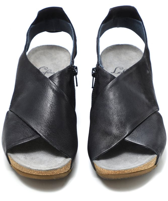 Lofina Leather Slingback Wedge Sandals