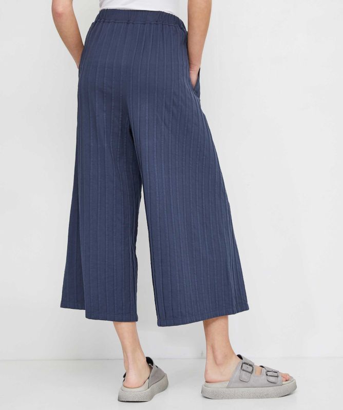 Yaccomaricard Cotton Pintuck Wide-Leg Trousers