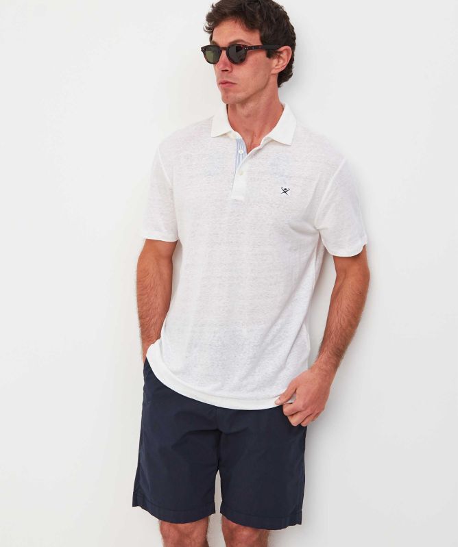 Hackett Linen Seersucker Polo Shirt