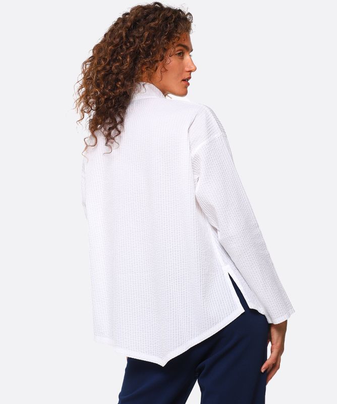 Yaccomaricard Asymmetric Pintuck Lawn Shirt