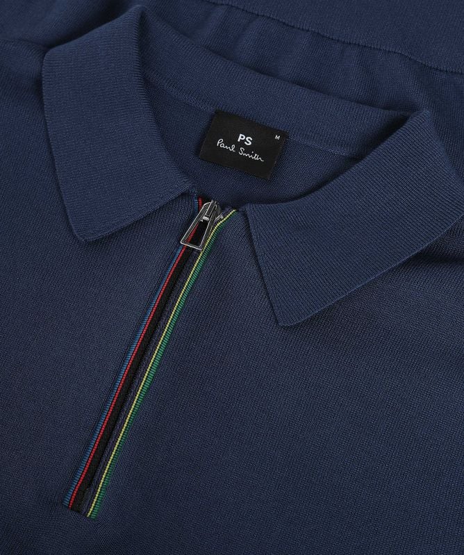 Paul Smith Long Sleeve Sports Stripe Zip Polo