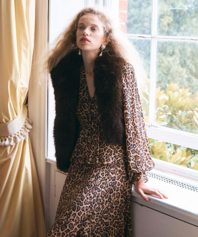 Queens of Archive Albertine Leopard Print Maxi Dress