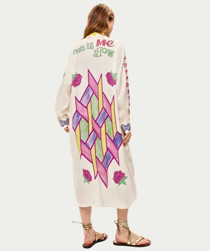 Me369 Vivi Printed Shirt Midi Dress