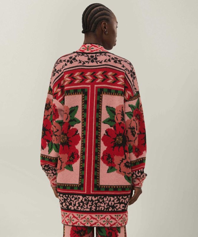 FARM Rio Flower Tapestry Knit Cardigan