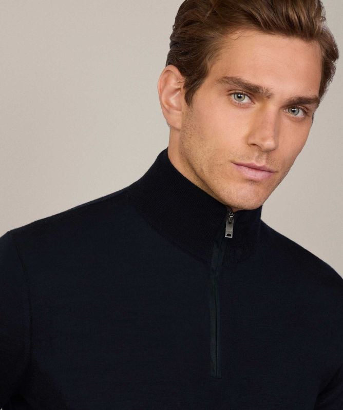 Hackett Merino Silk Half-Zip Jumper