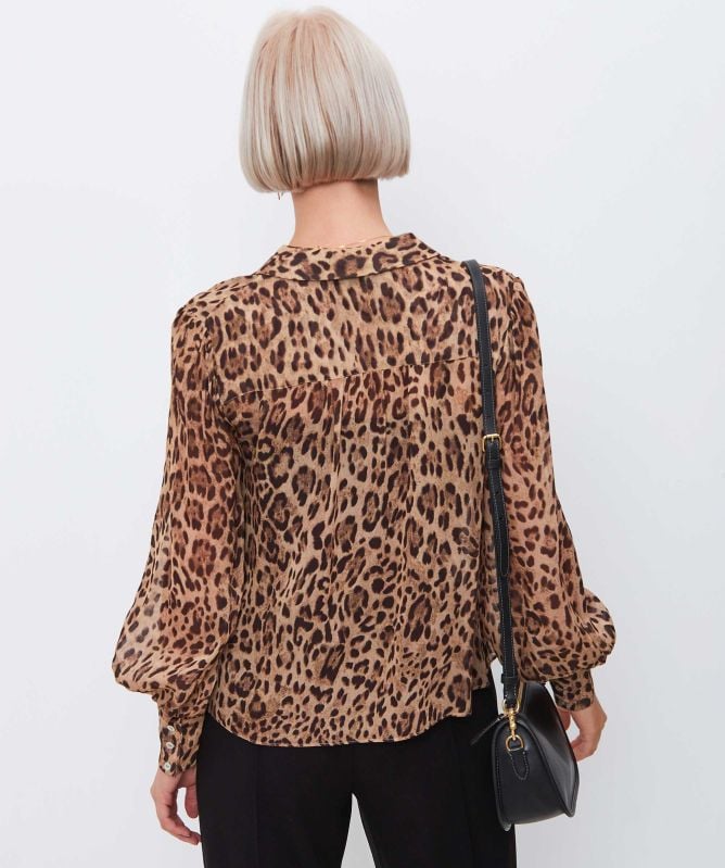 RIXO Blake Leopard Print Shirt