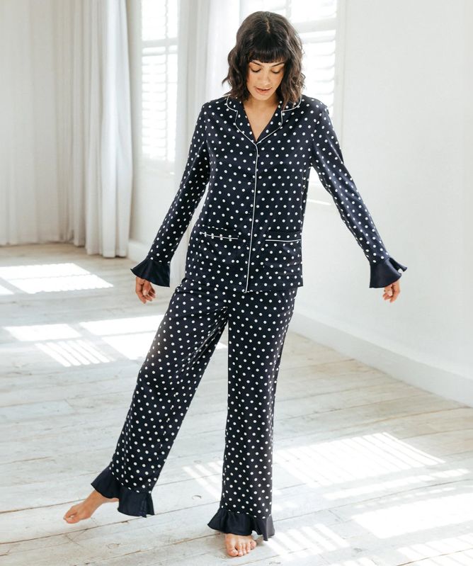 Chelsea Peers Satin Polka Dot Long Pyjama Set