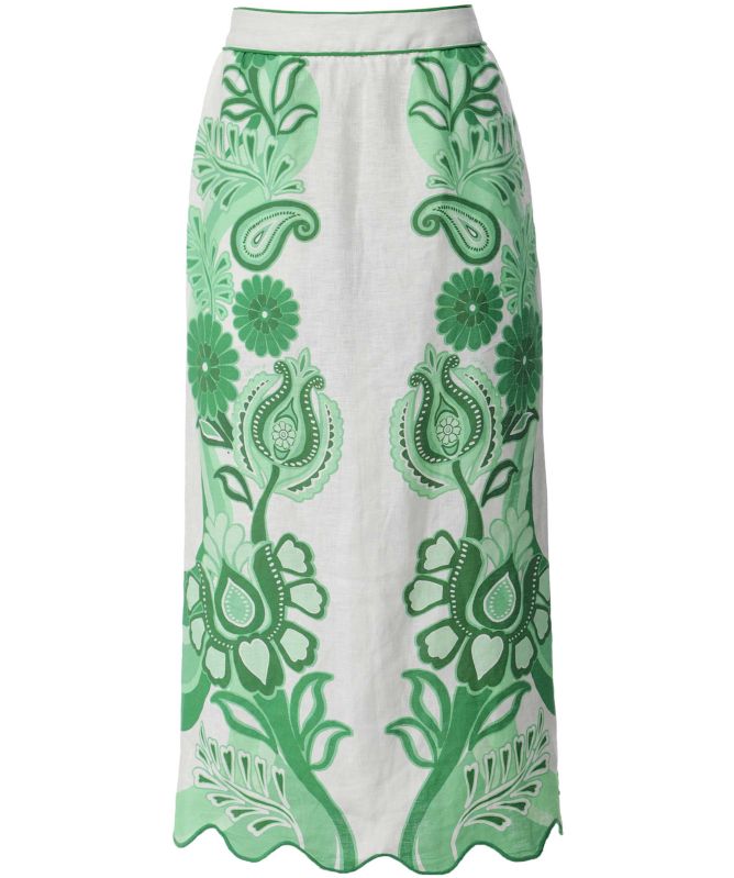 FARM Rio Linen Festival Midi Skirt