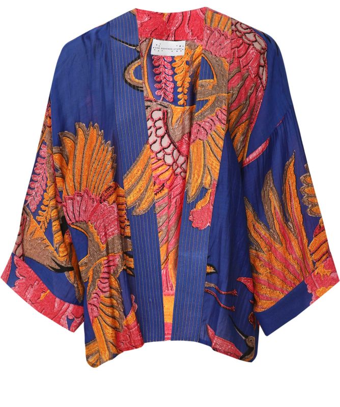 One Hundred Stars Crane Cobalt Kimono