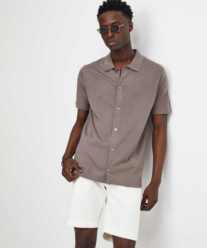 Thomas Maine Fine Merino Button Polo Shirt