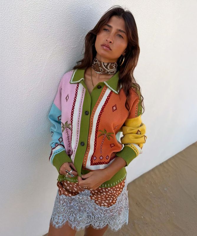 Never Fully Dressed Geometric Palm Cardigan