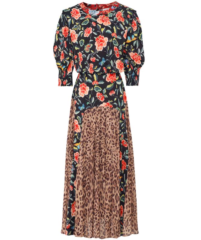 RIXO Meg Floral Panel Midi Dress