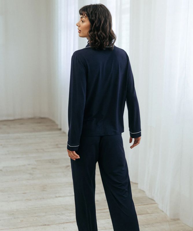 Chelsea Peers Modal Long Button Up Pajamas