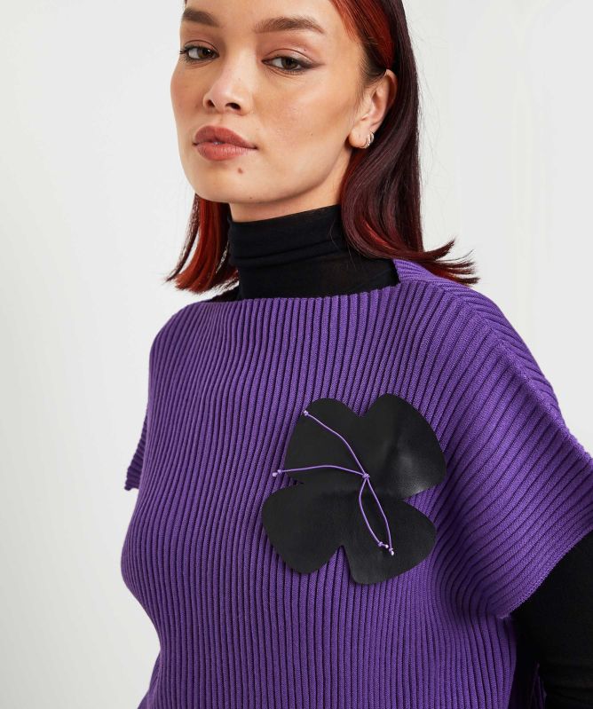 Bize Rib-Knit Poncho Jumper