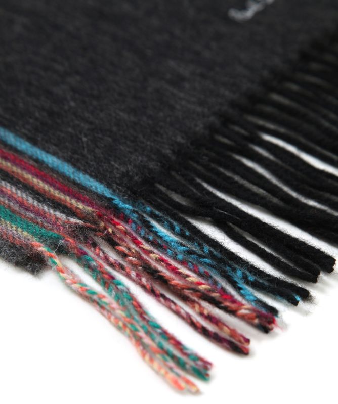 Paul Smith Wool Cashmere Striped Trim Scarf