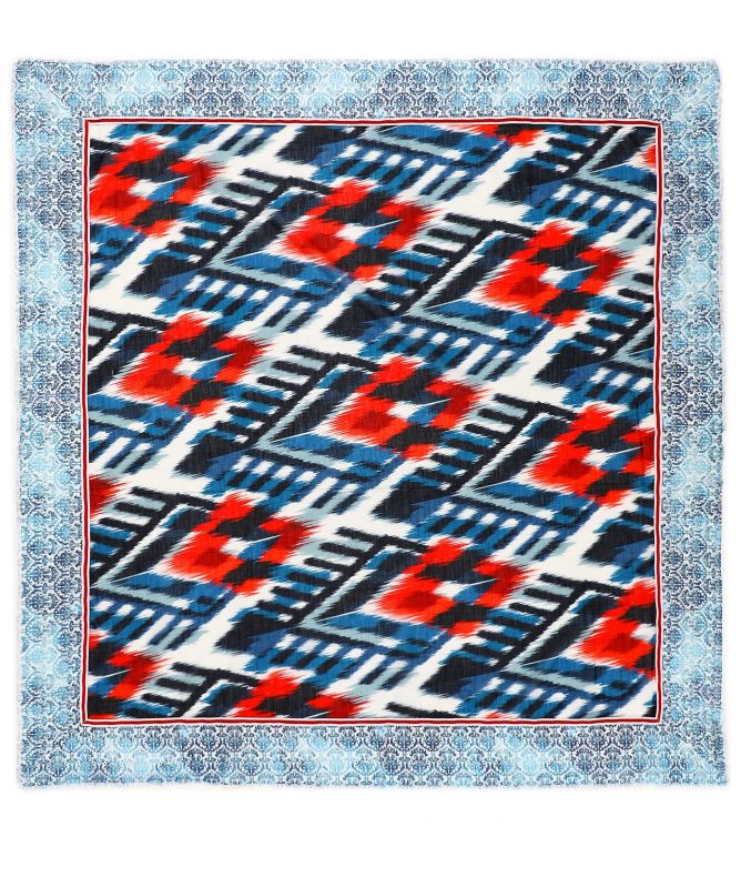 Ahujasons Geometric Print Silk Blend Scarf