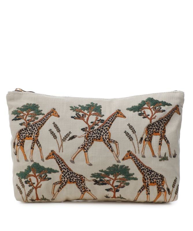 Elizabeth Scarlett Giraffe Herd Cotton Everyday Pouch