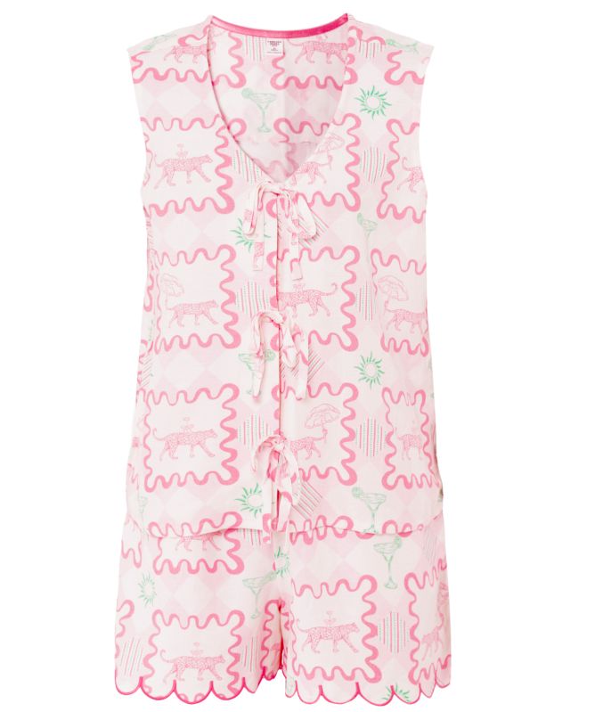 Chelsea Peers Cocktail Leopard Geo Print Short Pajamas