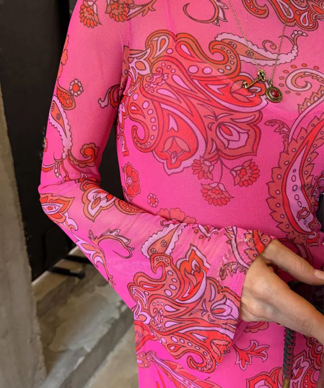 Never Fully Dressed Paisley Mesh Maxi Dress