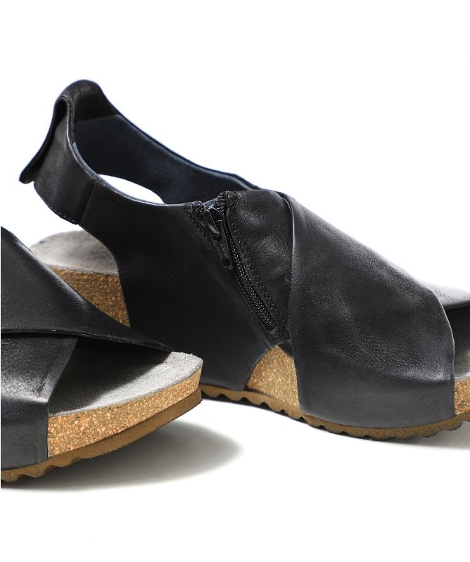 Lofina Leather Slingback Wedge Sandals