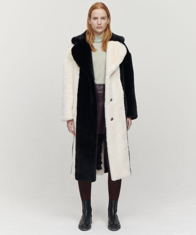 Jakke Katie Stripe Faux Fur Coat