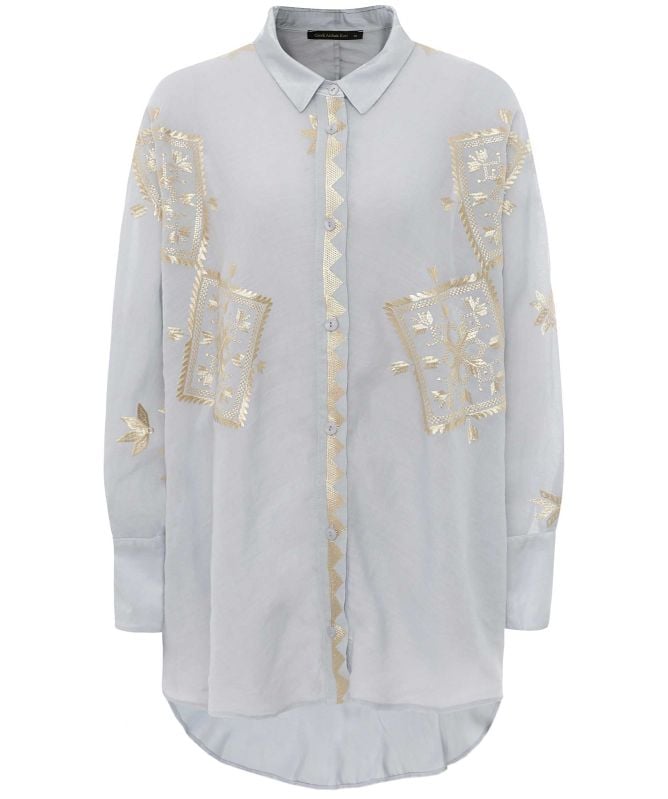 Greek Archaic Kori Embroidered Lefkada Shirt