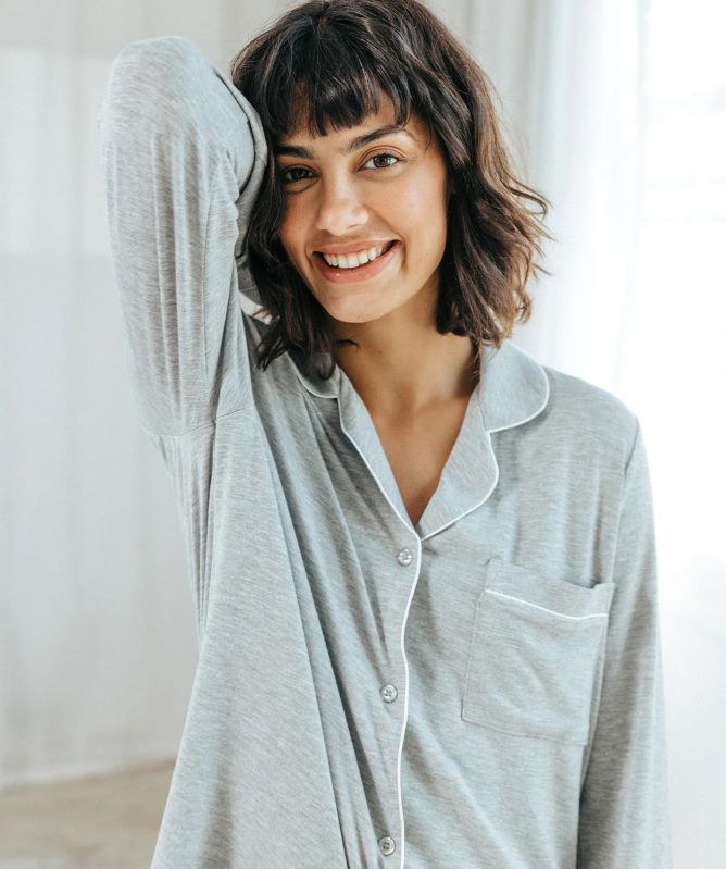 Chelsea Peers Modal Long Button Up Pajamas