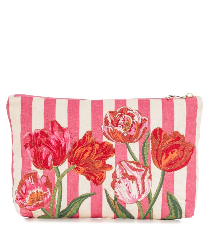 Elizabeth Scarlett Tulip Stripe Printed Everyday Pouch