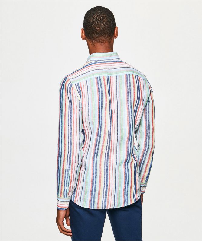 Hackett Slim Fit Linen Striped Shirt