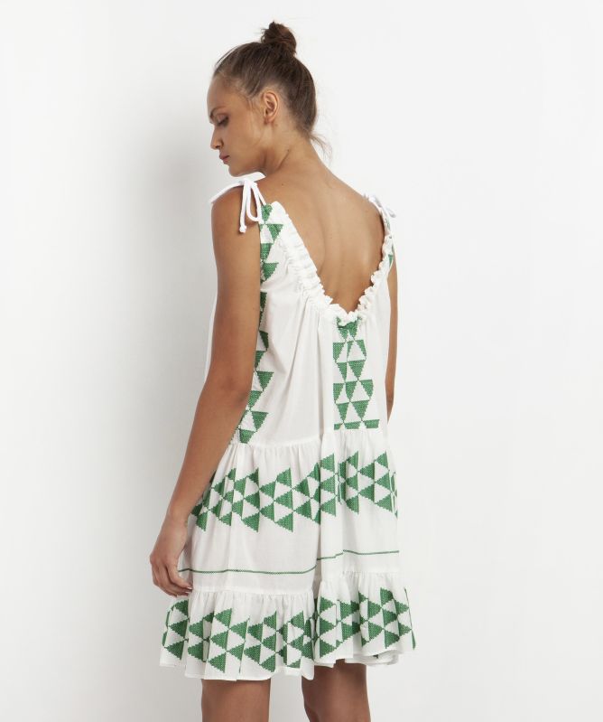 Greek Archaic Kori Cotton Arrow Mini Dress