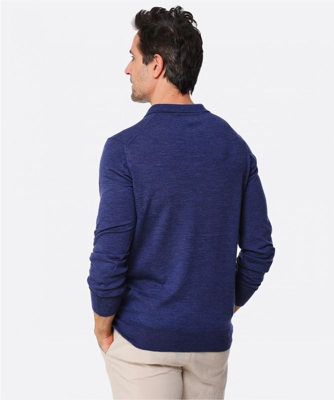 J. Blades Merino Wool Long Sleeve Polo Shirt