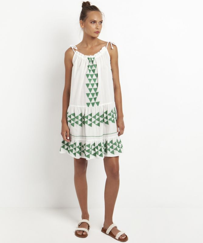 Greek Archaic Kori Cotton Arrow Mini Dress