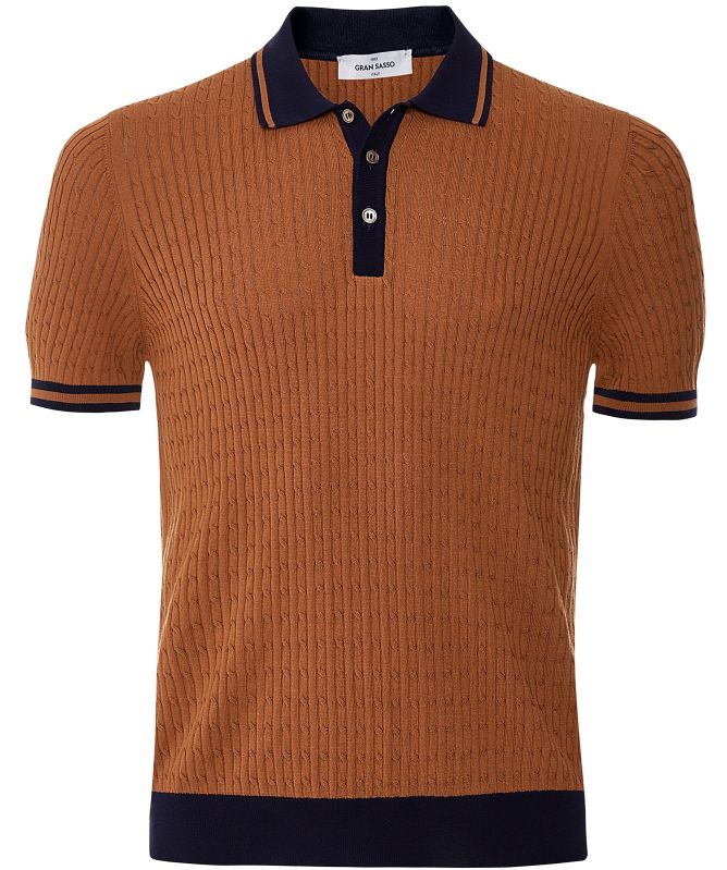 Gran Sasso Knitted Contrast Trim Polo Shirt