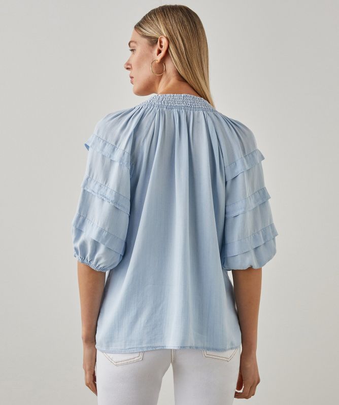 Rails Paris Pleated Sleeves Blouse