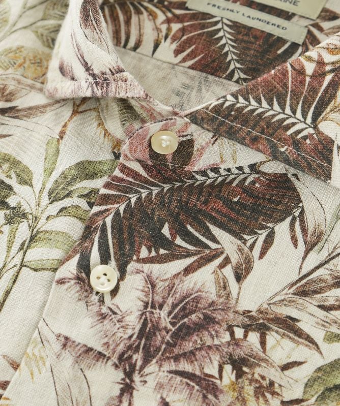 Thomas Maine Linen Palm Print Shirt
