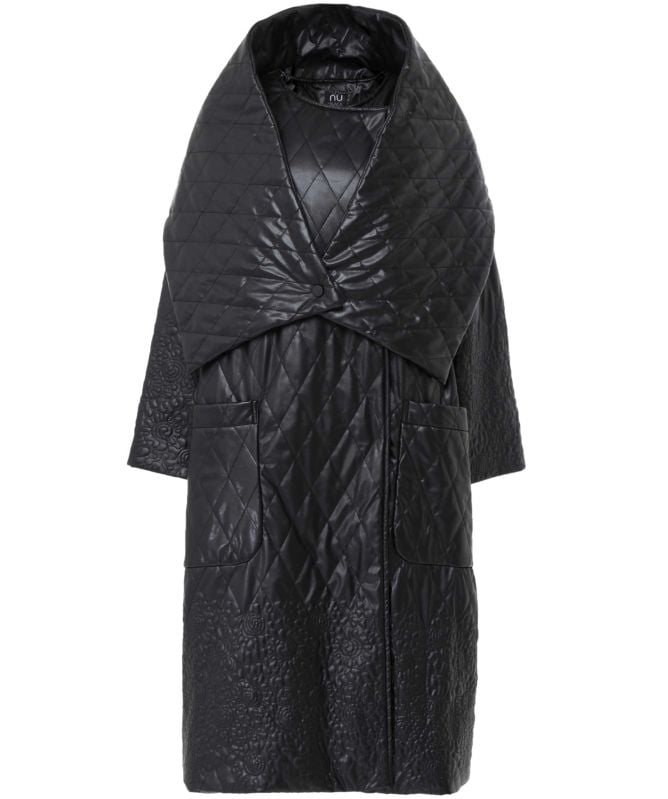 NU London Quilted Wrap Collar Coat