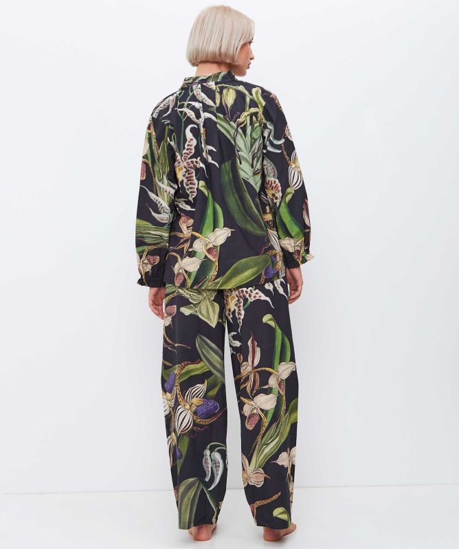 One Hundred Stars Orchid Black Poplin Pyjama Set
