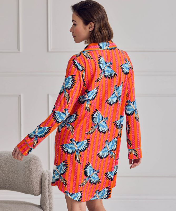 Chelsea Peers Parrot Stripe Print Nightshirt