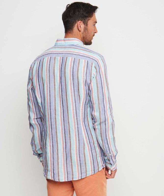Eton Slim Fit Linen Striped Shirt