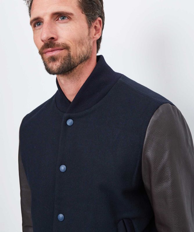 Jacob Cohen Leather Wool Bomber Jacket