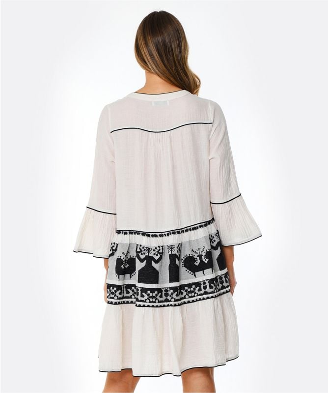 Devotion Twins Embroidered Bell Sleeve Mini Dress