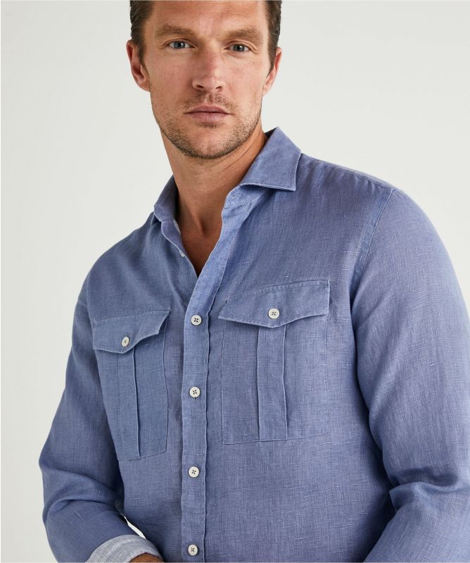 Hackett Slim Fit Delave Linen Shirt